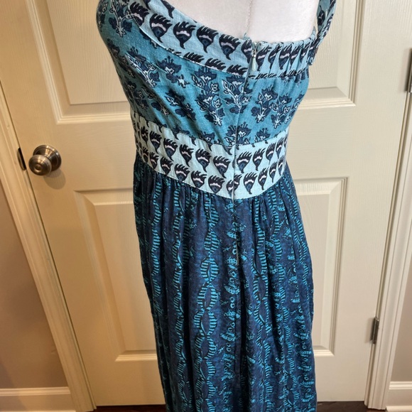 Faherty Gracie Linen Bali Blue Maxi Dress Small - Picture 15 of 15